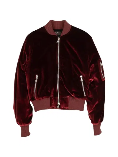 Amiri Velvet Bomber Jacket In Red