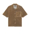 Amiri Velvet Camp Shirt In Brown