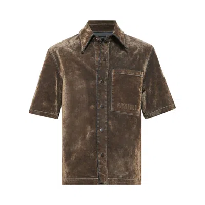 Pre-owned Amiri Velvet Camp Shirt 'tan' | Brown | Men's Size S
