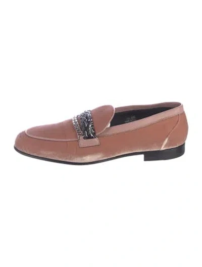 Pre-owned Amiri Velvet Graphic Print Loafers In Pink
