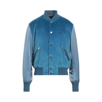 Pre-owned Amiri Velvet Satin Bomber 'blue' | Men's Size 50