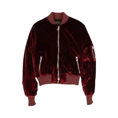 Pre-owned Amiri Velvet Satin Bomber 'burgundy' | Red | Men's Size 48