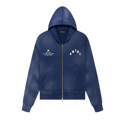 Pre-owned Amiri Vintage Collegiate Zip Hoodie 'blue'