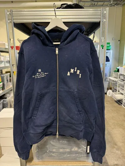 Pre-owned Amiri Vintage Collegiate Zip Hoodie New 1250$ In Blue