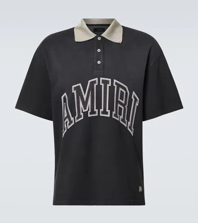 Amiri Vintage Cotton Polo Shirt In Black