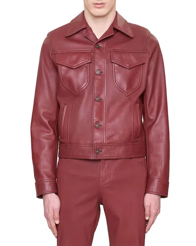 Amiri Vintage Cut Leather Jacket In Red