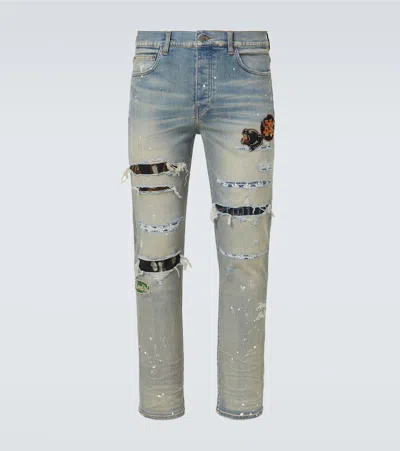 Amiri Vintage Patch Slim Jeans In Blue