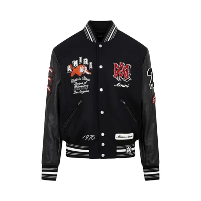 Pre-owned Amiri Vintage Patch Varsity Bomber Jacket 'black' | Men's Size Xs