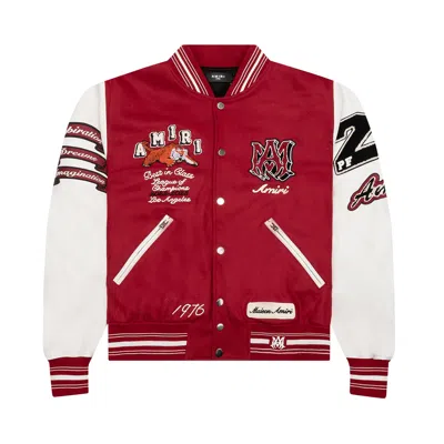 Pre-owned Amiri Vintage Patch Varsity Bomber Jacket 'red' | Men's Size Xs