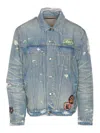 Amiri Distressed Pegasus Patch Jacket In Blue