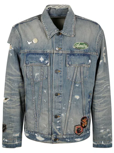 Amiri Vintage Pegasus Trucker Jacket In Blue