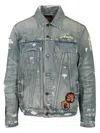 Amiri Distressed Pegasus Patch Jacket In Light Blue