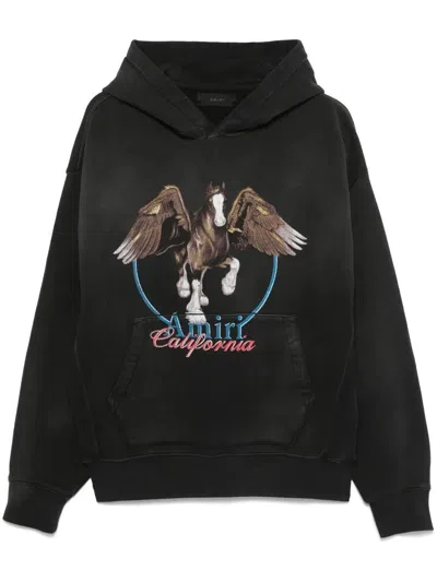 Amiri Black Vintage Wash Pegasus Oversized Hoodie