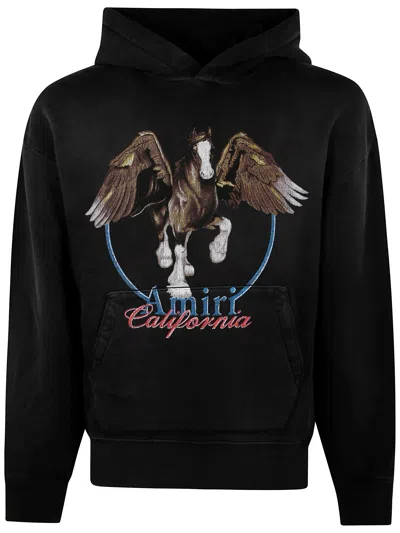 Amiri Vintage Wash Pegasus Os Hoodie In Black