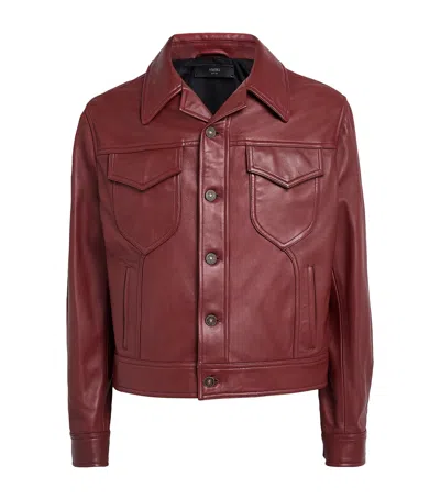 Amiri Vintage Cut Leather Jacket In Red