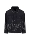 Amiri Studs Flames Trucker Jacket In Black