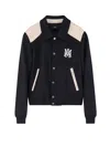 Amiri Varsity Jacket With Embroidered Logo And Contrasting Panels In Black