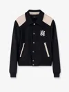 Amiri Varsity Jacket With Embroidered Logo And Contrasting Panels In Black