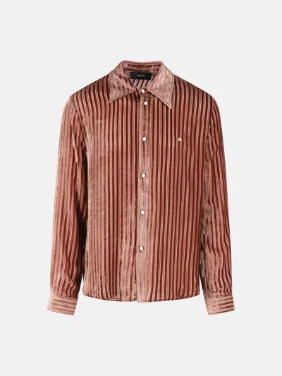Amiri Kids' Viscose And Peach Silk Shirt In Brown