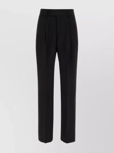 Amiri Viscose Pant Straight Leg Cropped Length In Black