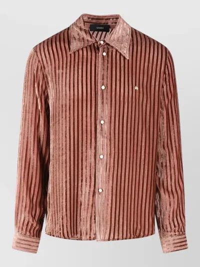 Amiri Viscose Peach Silk Shirt Long Sleeves Striped In Red