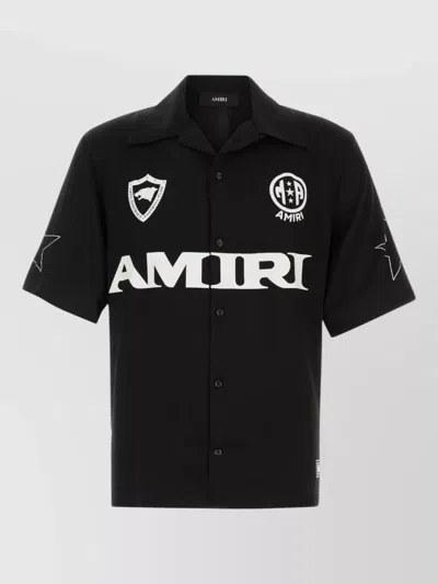Amiri Viscose Shirt Graphic Print Short Sleeves In Black