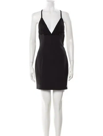 Pre-owned Amiri V-neck Mini Dress In Black
