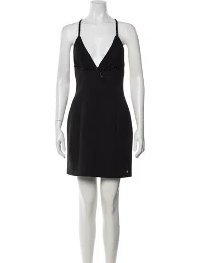 Pre-owned Amiri V-neck Mini Dress W/ Tags In Black