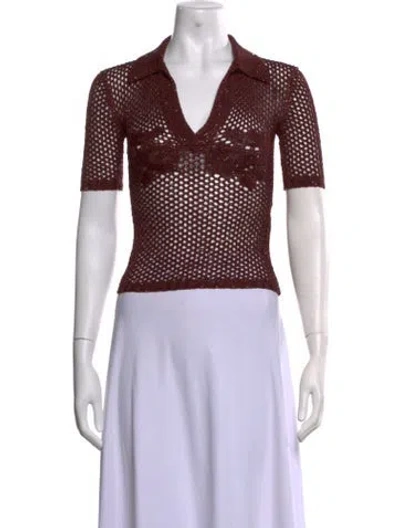 Pre-owned Amiri V-neck Short Sleeve Polo In Burgundy