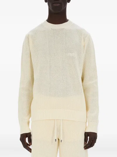 Amiri Waffle-knit Crew-neck Sweater In Neutral