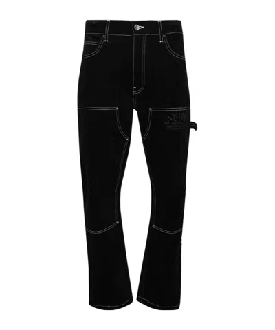 Amiri Logo-embroidered Carpenter Trousers In Grey
