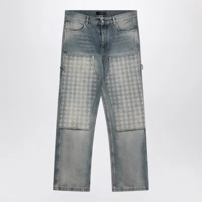 Amiri Washed Jeans With Decorative Panel In Light Blue