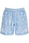 Amiri Men's Watercolor Bermuda Bandana Shorts In Light Blue