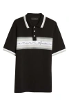 Amiri Black Wave Baja Stripe Polo In Black