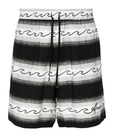 AMIRI AMIRI WAVE BAJA STRIPED DRAWSTRING SHORTS