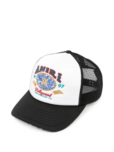 Amiri Wave Embroidered Trucker Cap In White
