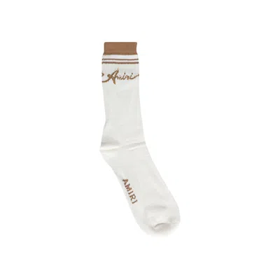 Pre-owned Amiri Wave Socks 'toasted Coconut' | White | Men's Size 41