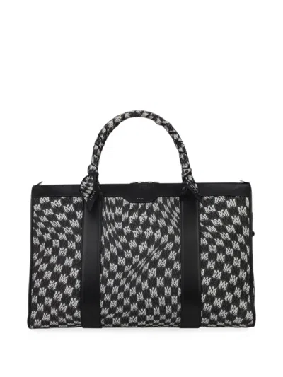 Amiri Wavy Houndstooth Weekender Bag In Black