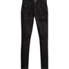 Amiri Wax Mx1 Leather Patched Distressed Jeans In Black