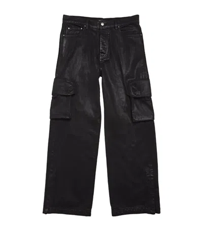 Amiri Waxed Cargo Jeans In Black