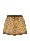 Amiri Brown Weave Pattern Silk Shorts In Brown
