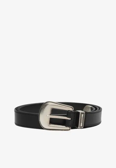 Amiri Western Leather Belt In Black