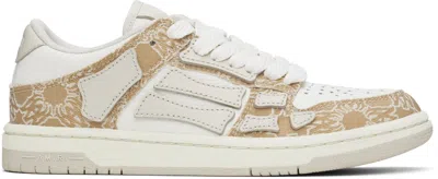 AMIRI WHITE & BEIGE MA QUAD SKEL LOW TOP SNEAKERS