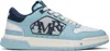 Amiri Light Blue Low Top Sneakers With Contrasting Logo Lettering In Cotton Man In Ocean Sky