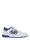 Amiri White And Blue Low Top Sneakers With Contrasting Logo Lettering In Cotton Man In White