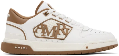 Amiri Leather Low Sneakers In White,brown