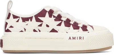 Amiri White & Burgundy Ma Quad Stars Court Low Sneakers In Multi