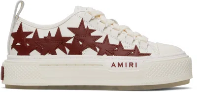 AMIRI WHITE & BURGUNDY STARS COURT LOW SNEAKERS
