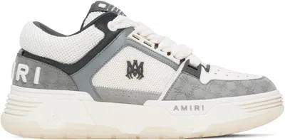 AMIRI WHITE & GRAY MA QUAD DEBOSSED NUBUCK MA-1 SNEAKERS