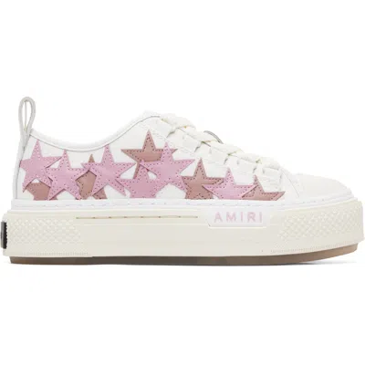 Amiri White & Pink Stars Court Low Sneakers